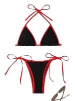 Black & Red Butter Lycra Bikini Two Piece For Women - HN 6018