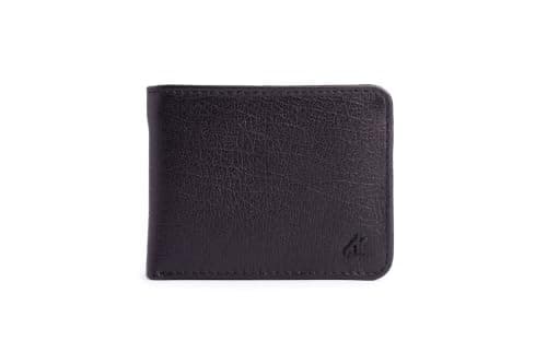 Ar Basic Wallet by Arij Bags | Genuine Cow Leather Wallet, 6 Card Slots, ID Window, Everyday Use (Black)