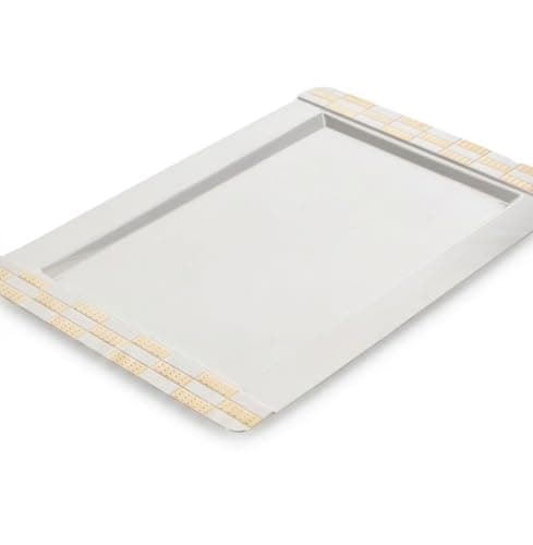Queen Egypt Turkish Stainless Steel Serving Tray Flat Design Without Handles Elegant for Serving and Presentation Home