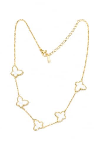 U SHOP Stainless Butterfly Chain for Women, 18K Gold Plated Butterfly Necklace for Women, Pentagonal Butterfly Necklace, Fashion Jewelry Gift for Party, Daily Use, Occasions