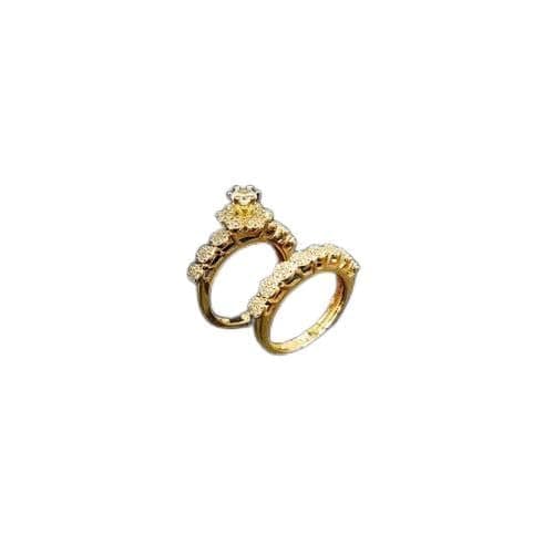 3 Diamonds 292474661779108 Wedding Twins For Women Gold Plated Ring