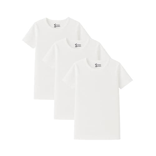 Funny Bunny Pack of 3 White Cotton Short Sleeve Undershirt for Boys Shirt
