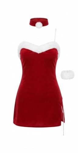 HN 9090 Christmas Costume Velvet Nightgown With Fur One Size Up To 80 Kg