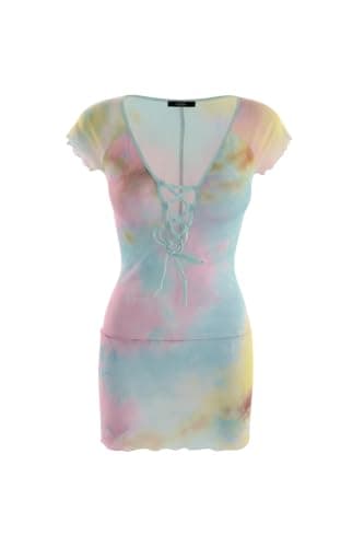 Tie Dye Mesh Open Front Lingerie