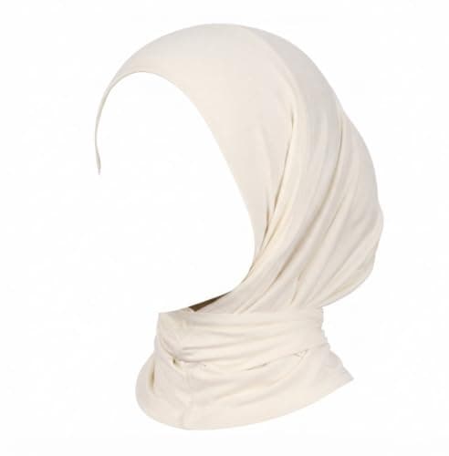 Women Kuwaiti Bandana Soft Cotton Lycra White with Clips - Versatile Hijab Accessory Apparel head neck covering