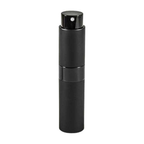 Premium 10ml Portable Mini Refillable Perfume Twist Bottle – Travel-Friendly Spray Atomizer for Perfume, Empty Round Tube Pump Cosmetic Container (Black)