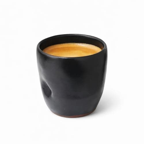 Handmade Pottery Espresso Cup 80 ml – Ergonomic Thumb Grip Ceramic Coffee Cup – Artisan Mug Made in Egypt (Black) Drinking cup