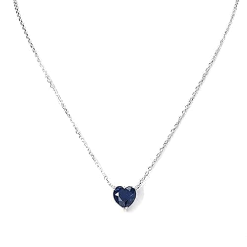 Morgan 925 Sterling Silver Blue Swarovski Heart Chain Necklace