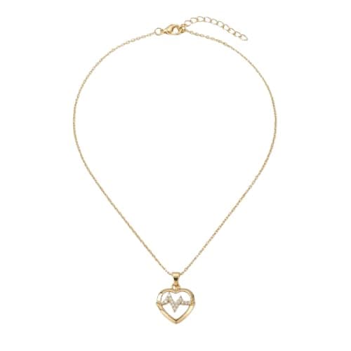 Gold Tone Heart Shape Heart Pendant Necklace With Crystal Inlaid Fashion Jewelry For Women-Mg_cg10028