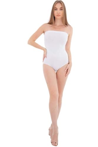 Carina Snap Closures Plain Tube Bodysuit for Women Leotard