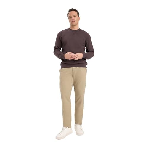 DeFacto Mens Casual Regular Fit Crew Neck Knitted Sweat Shirt E8339AX Sweat Shirt (pack of 1) Sweatshirt