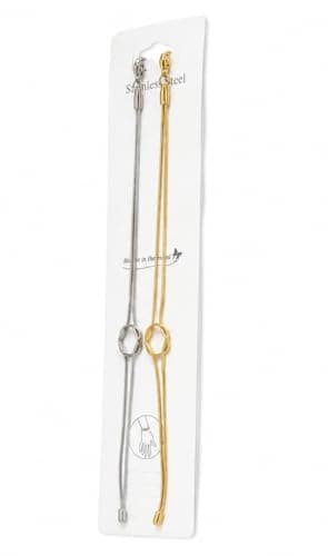Stainless Steel Snake Chain Bracelet Set, Silver and Gold, Hexagon Knot, Adjustable, 2 Pieces