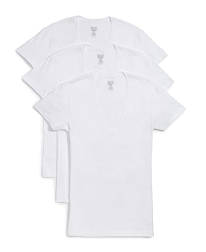 2(X) IST mens Essential Cotton Slim Fit Deep V Neck T-shirt 3-pack Base Layer Top (pack of 3)
