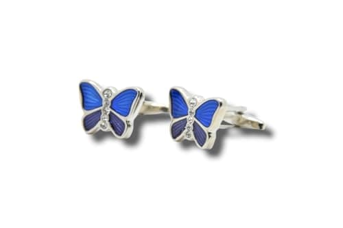 Marco Capelli Stainless Steel Cufflinks For Men Blue Butterfly Cuff link