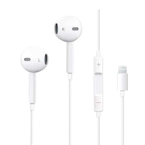 ELMO3EZZ سماعة في الاذن سلكي متوافق مع هواتف ايفون 7 و7 بلس واكس و 11 و12 و13 Pro Max - أبيض Headphones