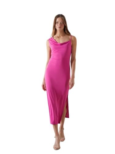 LC WAIKIKI Plain Draped Women'S Midi Dress