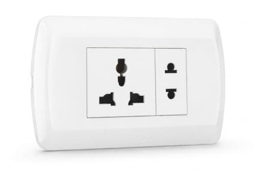 Venus Universal MK Ground and Twin Pin Ready to Install White | Quick and Easy Installation, Elegant White Color, English Trim, Modern Design, Versatile Electrical outlet