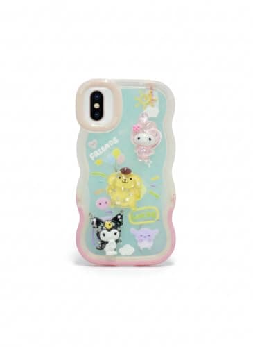 Case Compatible with iPhone Xs, Wave Frame Shape Shock Absorption Grily Case with Stand, Cute Cartoon Design for Kids, Teens, Little Girls, Women (Style1) Cellular phone case