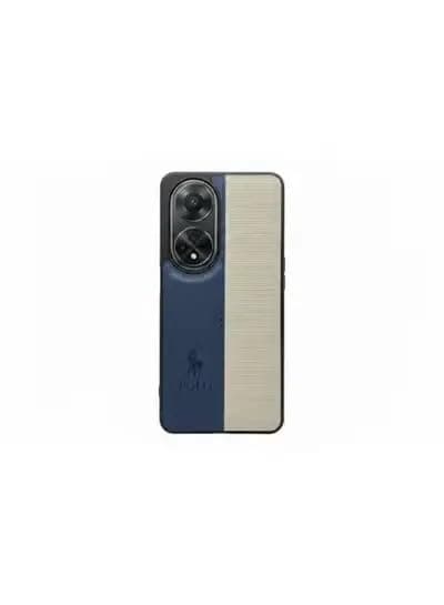 Soft Leather Back Case for Men Women (Compatible with Oppo A98) Classic Fashion Luxury Leather Back Case Durable Genuine Leather Lightweight Comfortable Soft Leather (Blue) Cellular phone case