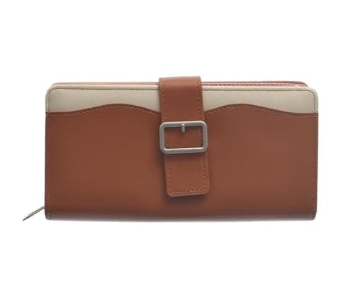 B&W Wavy Clips Wallet, 047 Brown/White