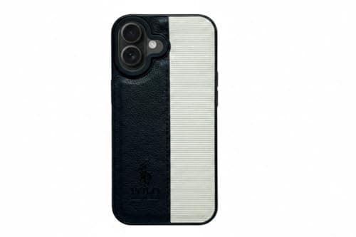 Soft Leather Back Case for Men Women Compatible With Iphone 16 Classic Fashion Luxury Leather Back Case Durable Genuine Leather Lightweight Comfortable Soft Leather (Black) Cellular phone case