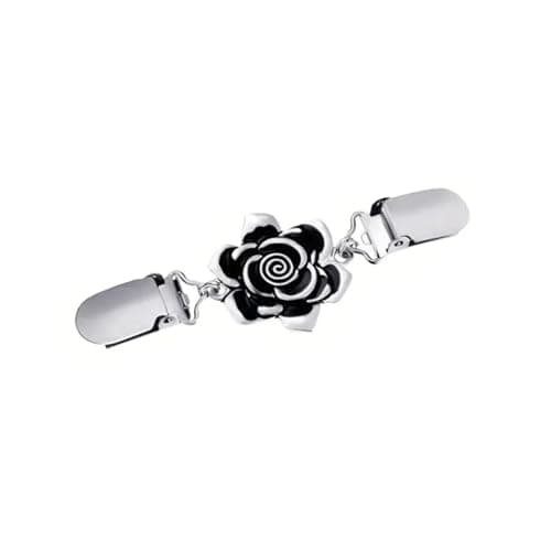 Silver Cardigan Clip for Women Retro Sweater Shawl Clips & Dress Cinch Back Clasp – Duck Mouth Shirt Collar Fastener with Protective metal Teeth Elegant Clothing Jewelry Accessory Apparel pin