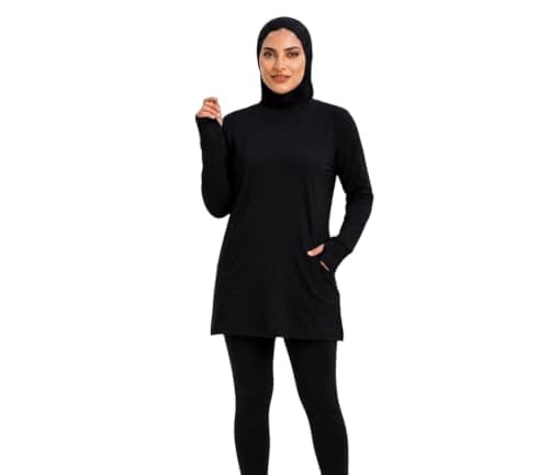 Miza Women's Modest Sports T-Shirt, Dry Fit, Long Sleeve with Thumb Hole, Side Pockets