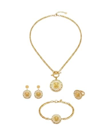 Accessory Set – Gold Collet, Earring, Bracelet & Ring | Suitable for Occasions and Daily Use Jewelry set