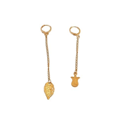 Gold Color Leaf Flower Earrings Hanging Chain Fashion Accessory For Women -Mg_cg108