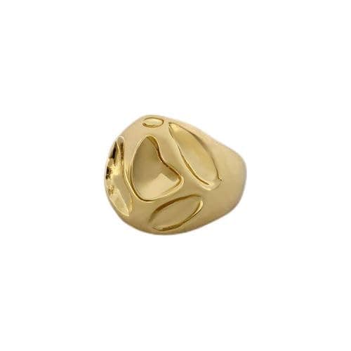 3 Diamonds 292474661779653 Gold-Plated Abstract Ring – Bold Organic Cutout Design-1