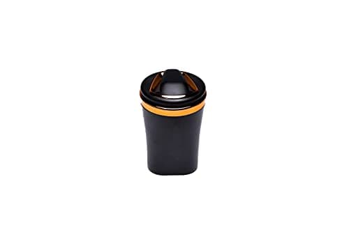 Generic Car ashtray easy clean up detachable stainless with lid blue led light portable windproof ashtray large capacity with anti scratch for most car cup holder - black with gold frame