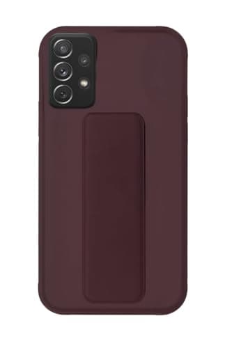 Back Cover Stand Case FOR SAMSUNG GALAXY A72 Magnetic Car Holder Soft Silicone Horizontal & Vertical Kickstand Cover Wrist Strap Full protection Anti Fingerprint Case (RED WINE)