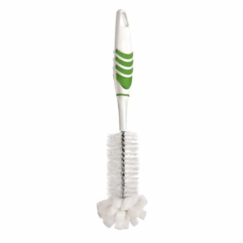Bottle Cleaning Brush – 2-in-1 Deep Scrubber with Soft Foam Tip – Flexible Bristles – Non-Slip Comfort Grip – for Bottles, Cups & Tumblers (Green)