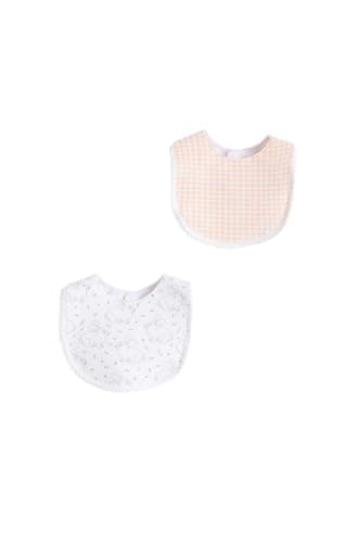 Junior Baby Girls Bib Set - 2 Pack Soft Cotton Feeding Bibs with Absorbent Fabric, Printed Infant Drool Bibs Everyday Use, Multicolor, 03 Food bib