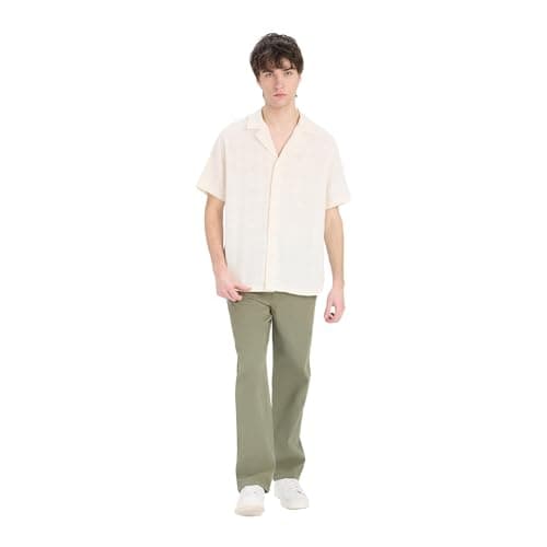 DeFacto Mens Young Regular Fit Apache Neck Short Sleeve Woven Top Short Sleeve Shirt Short (pack of 1)