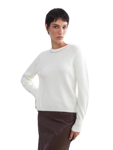 LC WAIKIKI Woman Crew Neck Rhinestone Embellished Women's Knit Sweater