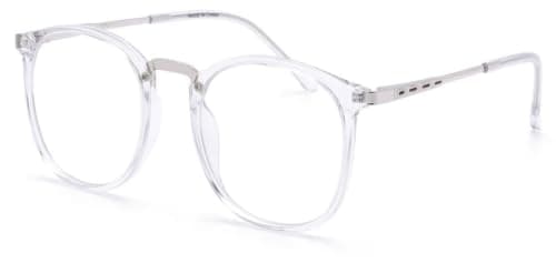 Square Prescription Eyeglasses, Black Frame with White Arm, Modern Design