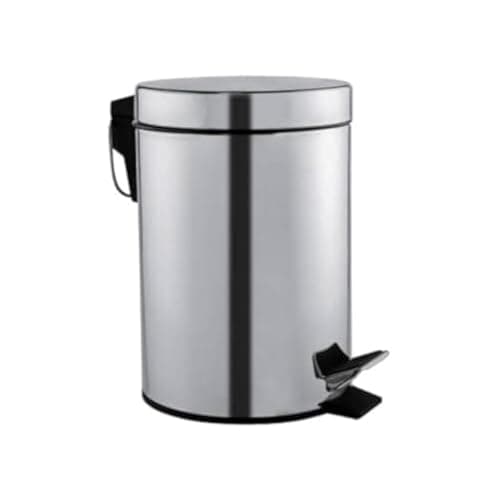 Turkish Stainless Steel Basket Trash Can with Swing Lid, Waste bin with foot pedal,Garbage wastebasket with inner Plastic to clean easily, Silver (5 Litre)