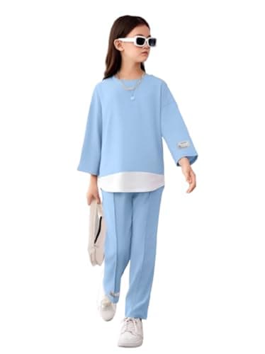 Romba Girls Clothing Set - Stylish Casual Suit with Wide Sleeve and Comfy Pants, Fashion Outwear and Occasion Coordinated outfit