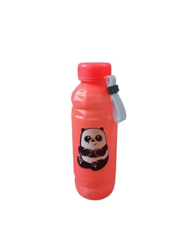 Plastic Multicolor Water Bottle Cute Panda Print and Strap 500 ml 1 Piece