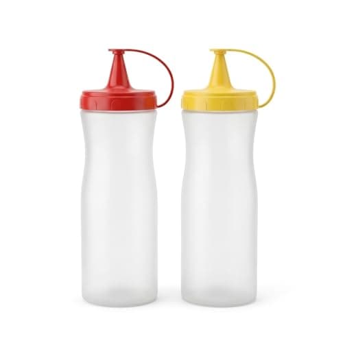 Plastic Ketchup and Mayonnaise Bottles Easy to Use and Clean Red and Yellow 400ml 2pcs