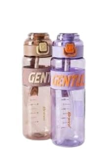 Water Bottle with Carrying Strap and Tight Lid with Straw - Practical Large Capacity Drinking Bottle Suitable for College, Gym, Work, Trip, Daily Use (H)