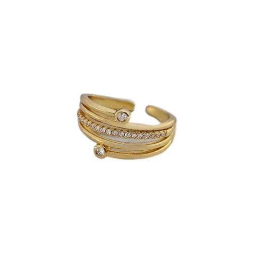 3 Diamonds 292474661779668 Gold-Plated Triple Band Ring – Elegant Open Design With Zircon Stones-1
