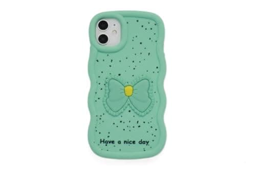 Compatible Case with Iphone 12/12 Pro, [Drop Protection] 3D Bow Pattern Soft TPU Shockproof Phone Case Full Body Protection (Mint Green) Cellular phone case