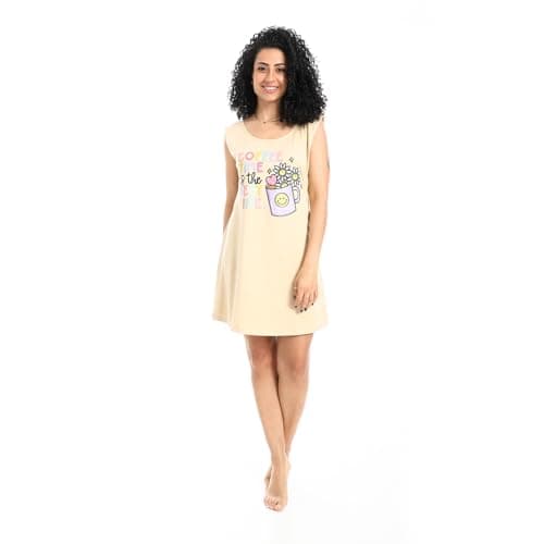 Andora Womens Printed Sleeveless Comfy Night Shirt (pack of 1) Nightgown nightshirt