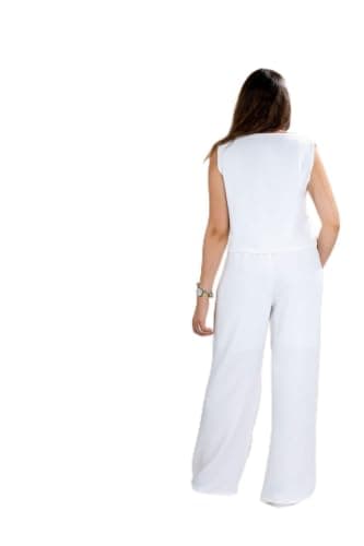 Women's Casual Summer Jumpsuit | Sleeveless,V Neck,Gold Embroidery,Woven Fabric,Full Look Coordinated outfit