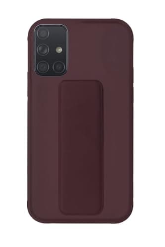 Back Cover Stand Case SAAMSUNG A71 Magnetic Car Holder Soft Silicone Horizontal & Vertical Kickstand Cover Wrist Strap Full protection Anti Fingerprint Case (RED WINE) Cellular phone case