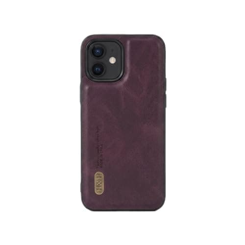 Leather Case For Luxury Faux Leather Protective Case For Stylish Compatible With (Iphone 12) Design Protection Anti Fingerprint Protection Case Made Of Classic Vintage Faux Leather (Wine Red) Cellular phone case