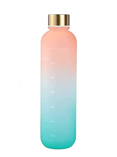 iSerene 1L Motivational Sports Water Bottle with Time Markings - BPA Free frosted Tritan Plastic, Reusable, Drop Resistant and Eco Friendly Drink Bottle for Fitness, Sports, Travel, Gym, & Outdoor