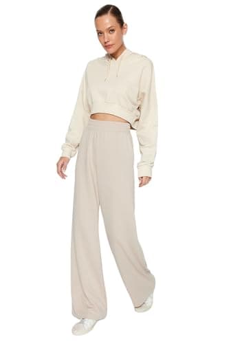 Trendyol Woman Premium Soft Fabric Pocket Wideleg/Casual Fit Knitted Sweatpants TWOAW24EA00012 Sweatpants Pants